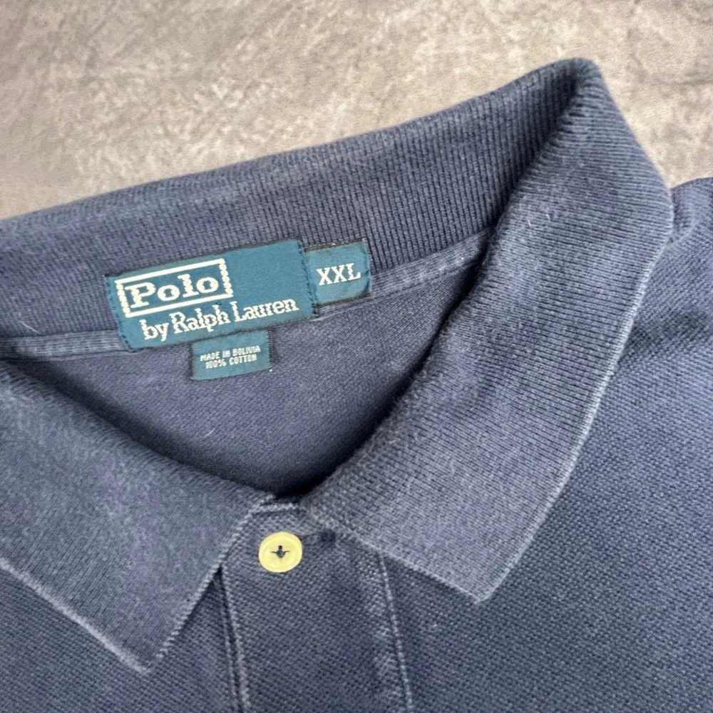 Polo Ralph Lauren Mens XXL Navy Blue‎ Short Sleeve Polo Shirt Vintage 90s Y2K